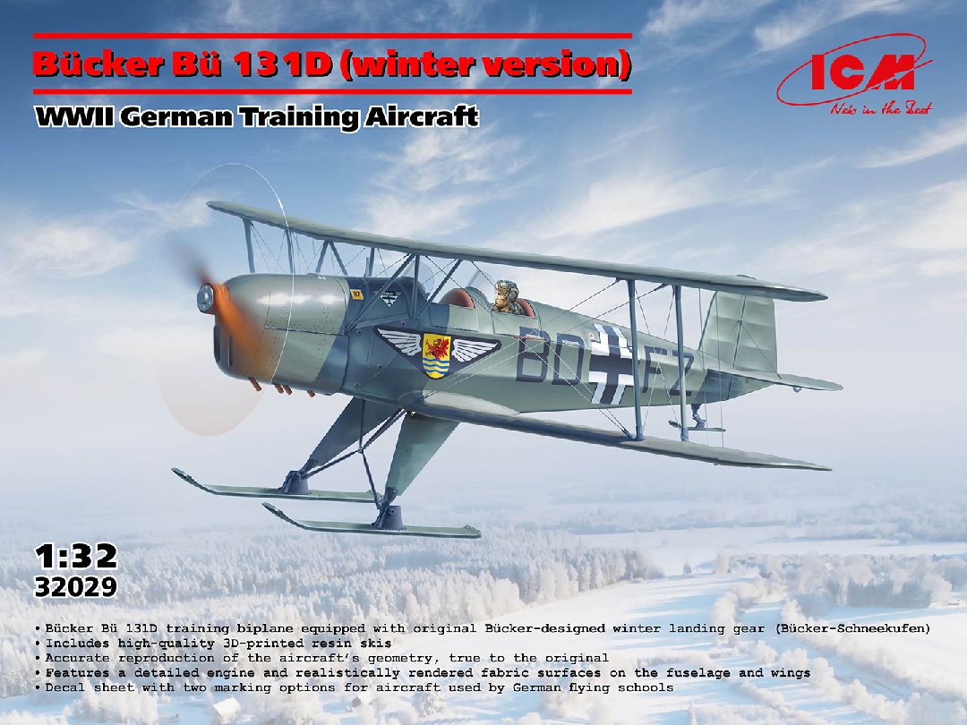 ICM 1/32 Bucker Bu 131D Winter WWII German Training Aircraft