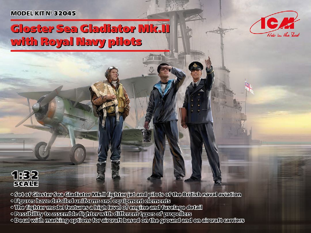 ICM 1/32 Gloster Sea Gladiator Mk.II with Royal Navy pilots - Click Image to Close