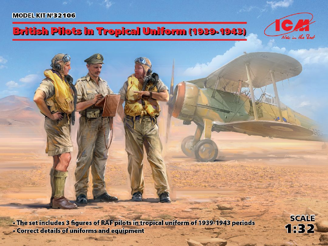 ICM 1/32 British Pilots in Tropical Uniform (1939-1943) (3 figures)