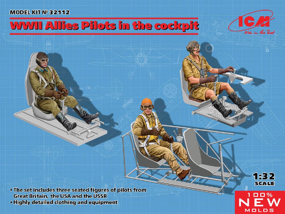 ICM 1/32 WWII Allies Pilots in the cockpit (British, American, Soviet)