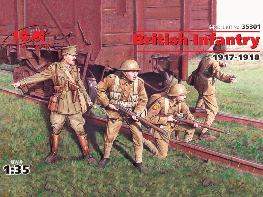 ICM 1/35 British Infantry (1917-1918) (4 figures - 1 officer, 3 soldiers)