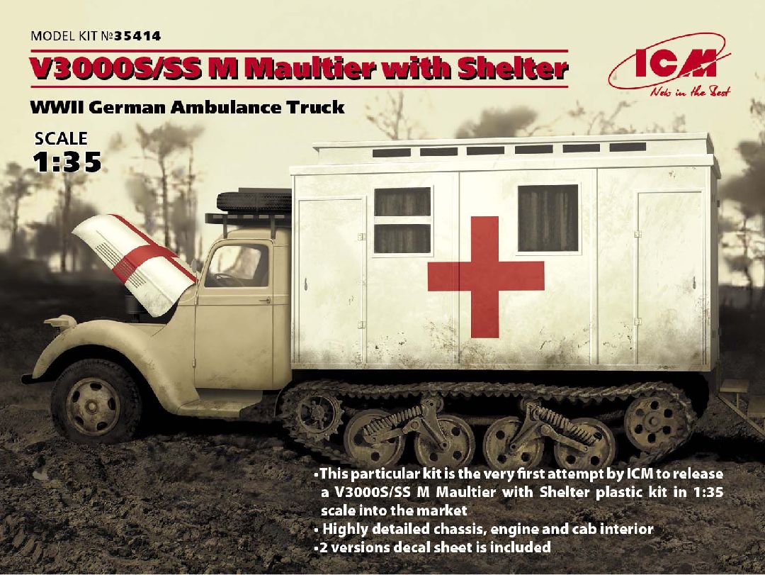 ICM 1/35 V3000S/SS M Maultier with Shelter, WWII German Truck
