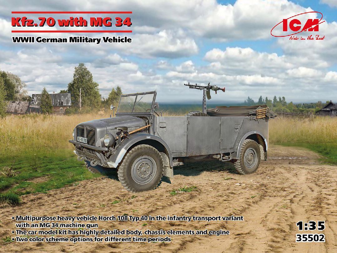 ICM 1/35 Kfz.70 with MG 34, WWII German Military Vehicle