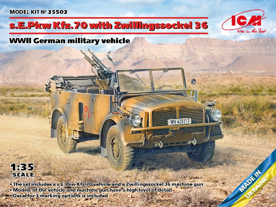 ICM 1/35 s.E.Pkw Kfz.70 with Zwillingssockel 36, WWII Vehicle