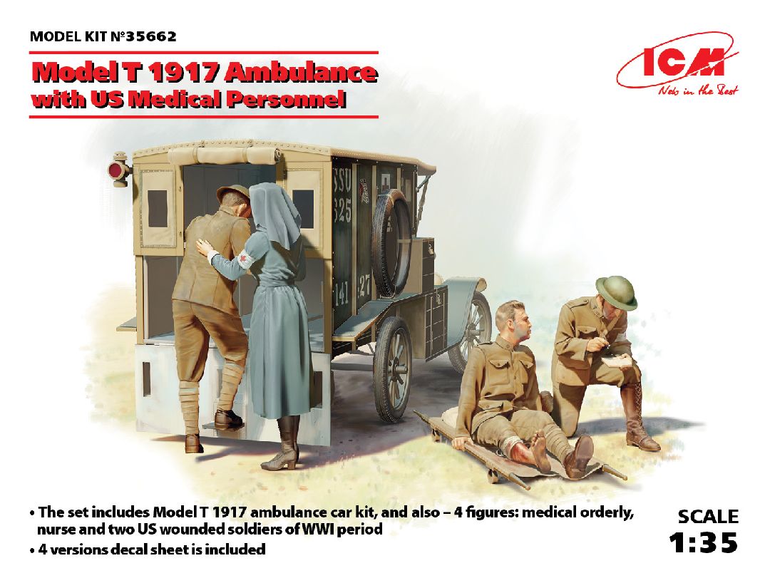 ICM 1/35 Model T 1917 Ambulance with US Medical Personnel