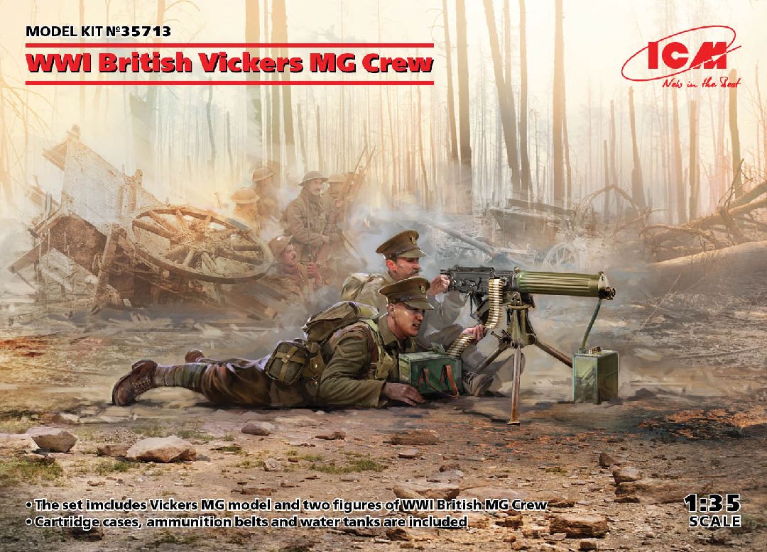 ICM 1/35 WWI British Vickers MG Crew (Vickers MG & 2 figures)