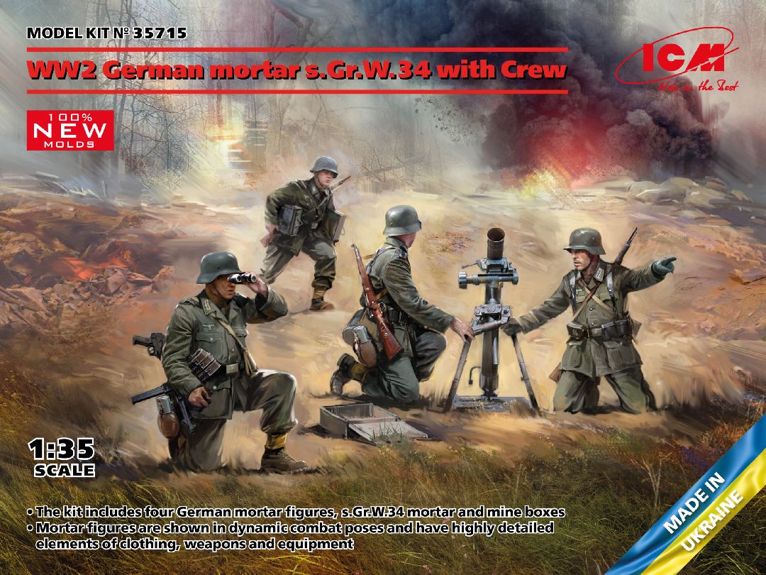 ICM 1/35 WW2 German mortar GrW 34 with Crew