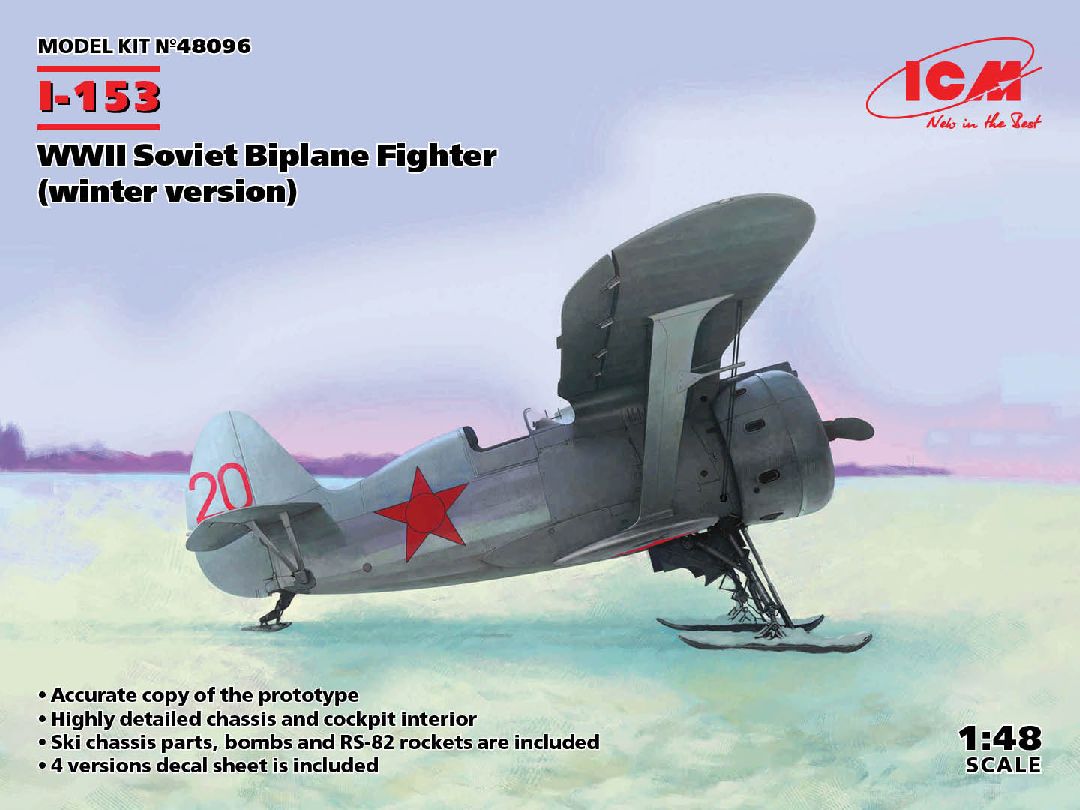 ICM 1/48 I-153, WWII Soviet Biplane Fighter (winter version)