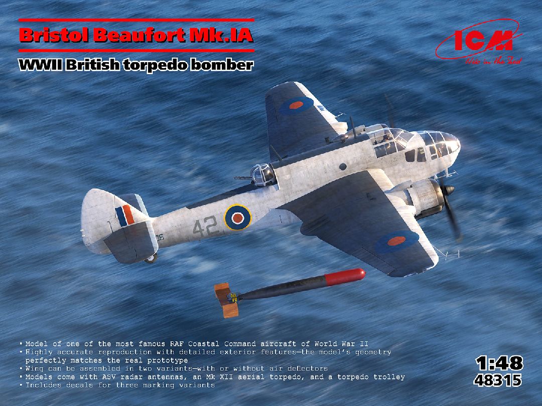 ICM 1/48 Bristol Beaufort Mk.IA, WWII British torpedo bomber