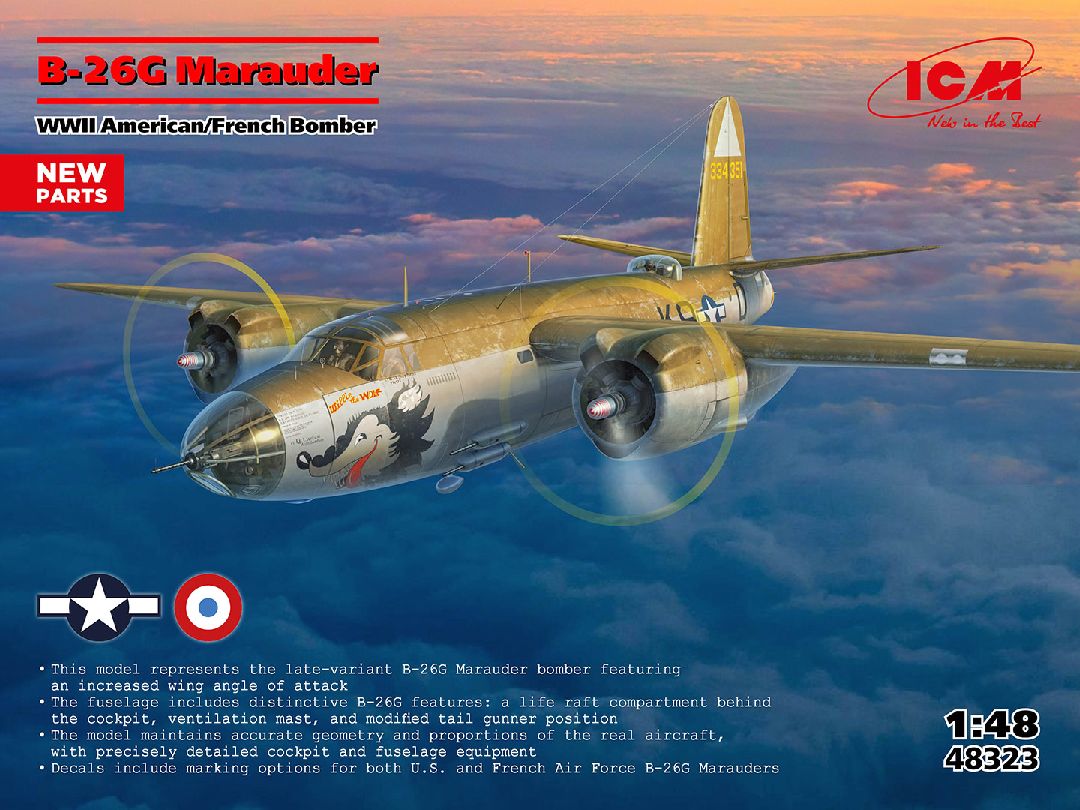 ICM 1/48 B-26G Marauder, WWII American/France Bomber