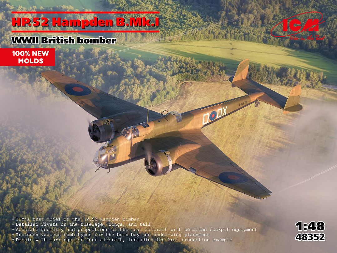 ICM 1/48 HP.52 Hampden B.Mk.I WWII British bomber