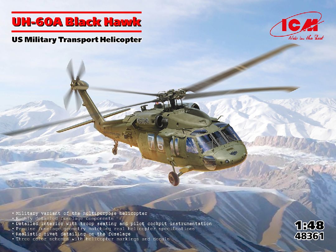 ICM 1/48 UH-60A Black Hawk, US Military Transport Helicopter