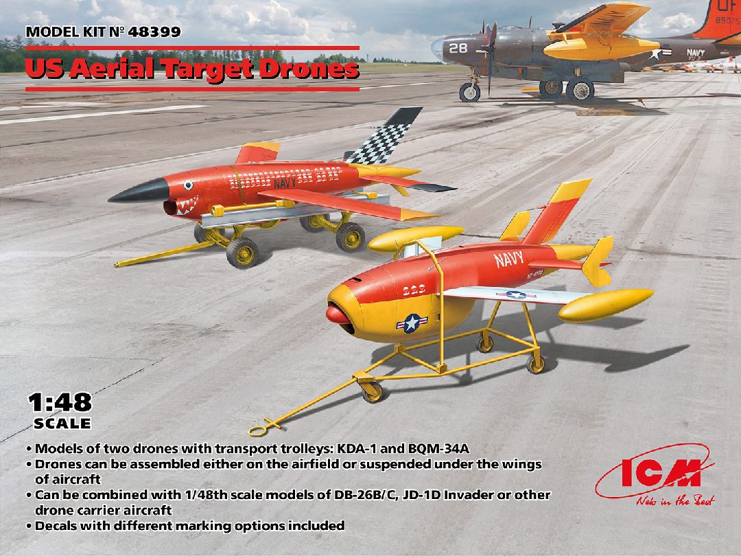 ICM 1/48 US Aerial Target Drons (2 drones and 2 trailers)