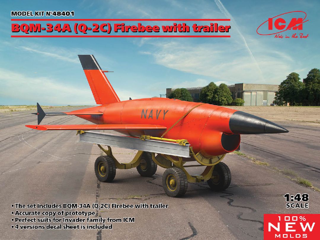 ICM 1/48 (BQM-34A) Q-2C Firebee w/ trailer (1 airplane/trailer)