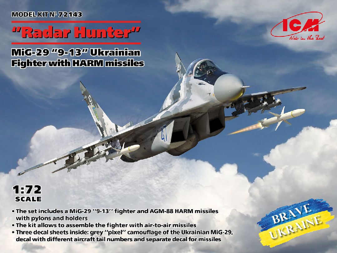 ICM 1/72 Radar Hunter', MiG-29 '9-13' Ukrainian Fighter with HARM missiles