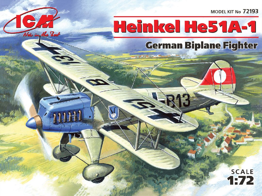 ICM 1/72 Heinkel He 51A-1, German Biplane Fighter