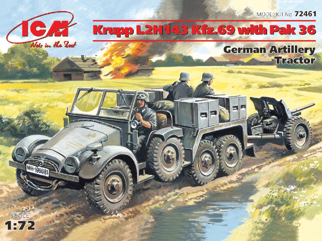 ICM 1/72 Krupp L2H143 Kfz.69 with Pak 36, German Tractor