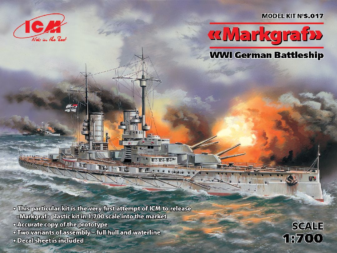 ICM 1/700 'Markgraf' (full hull & waterline), WWI Battleship