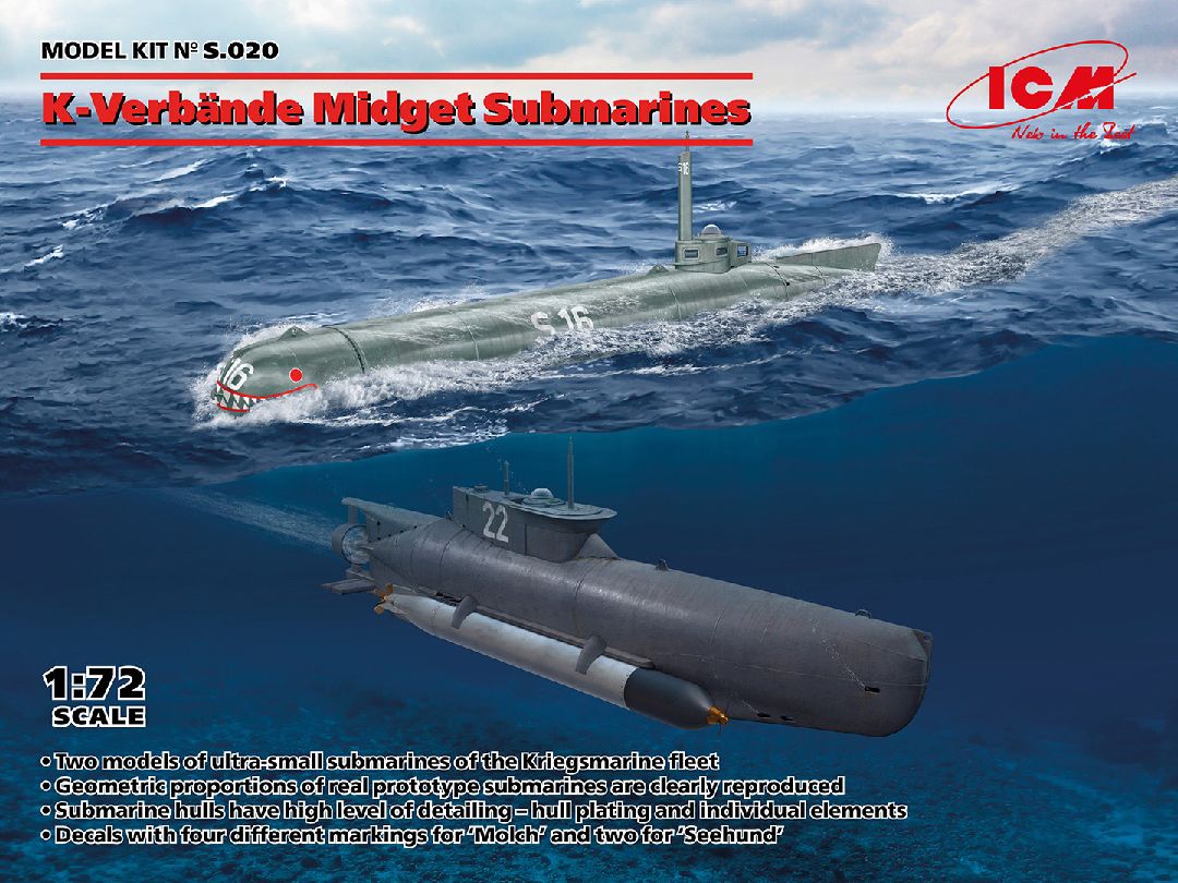 ICM 1/72 K-Verbände Midget Submarines ('Seehund' and 'Molch')
