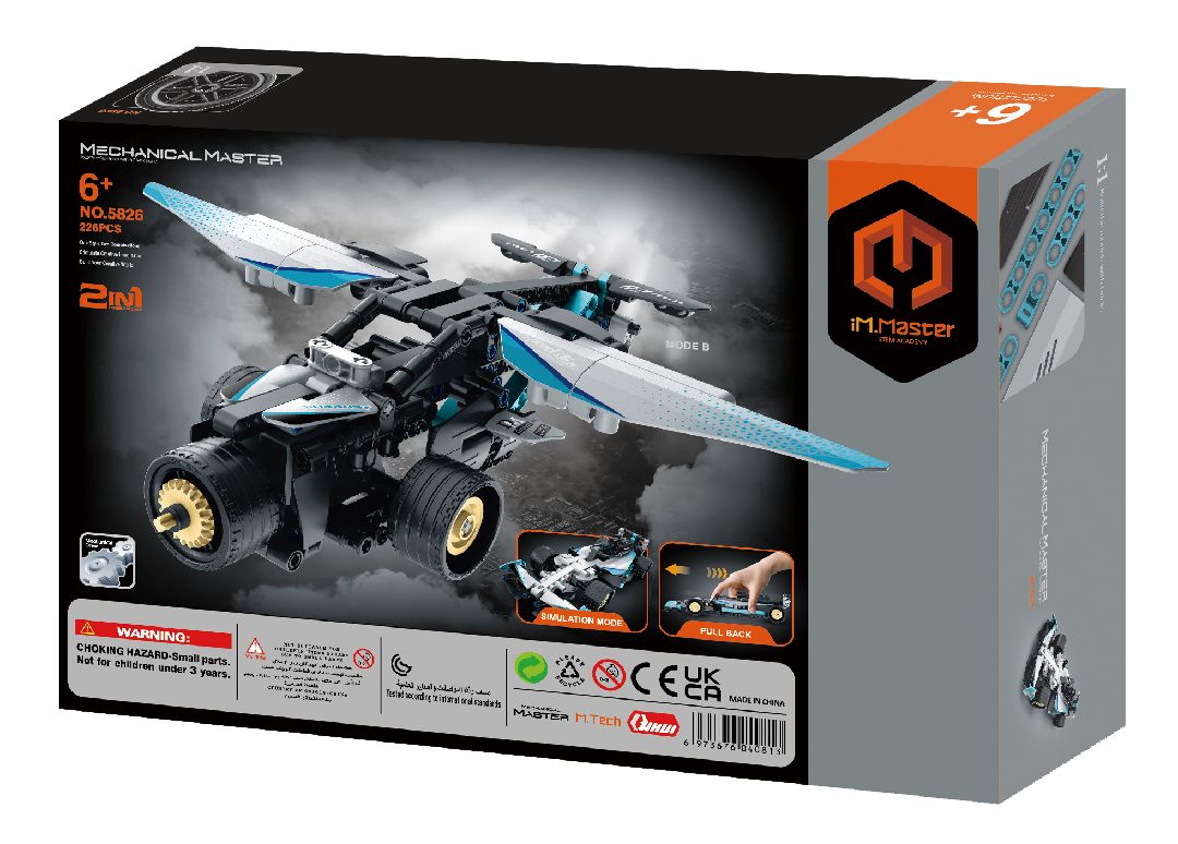 IM.Master 2 in 1 Pull Back Racing Car&High-wing Airplane 225pcs