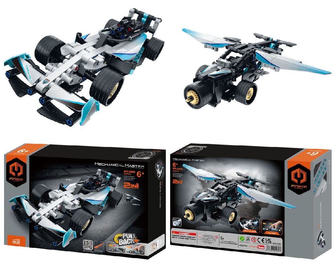 IM.Master 2 in 1 Pull Back Racing Car&High-wing Airplane 225pcs