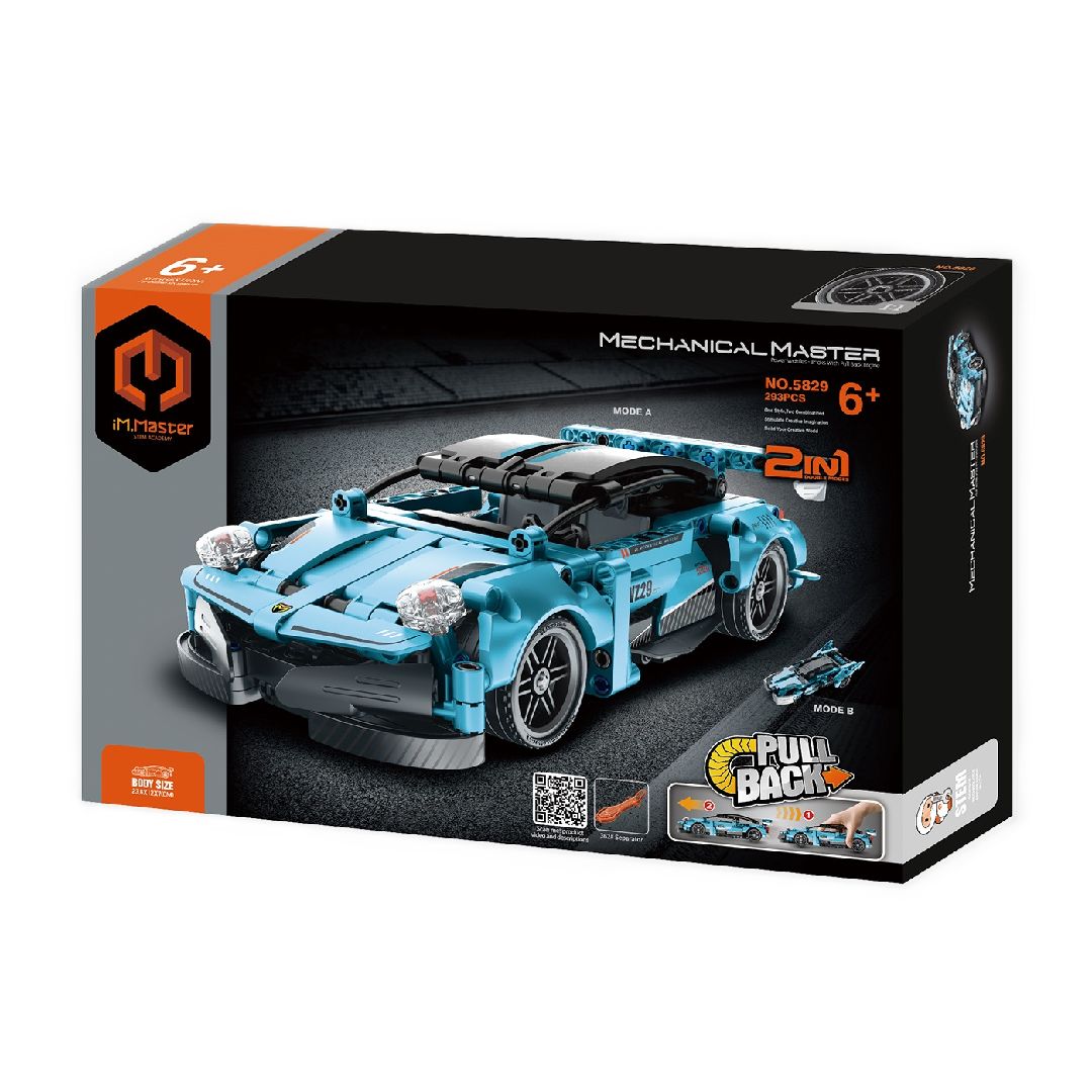 IM.Master 2in1 Pull Back Super Car & Motorcycle (Blue)-292pcs