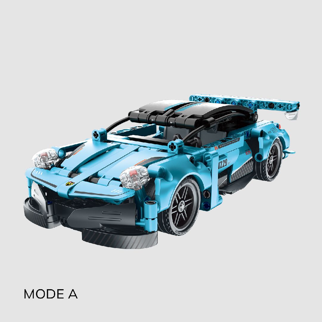IM.Master 2in1 Pull Back Super Car & Motorcycle (Blue)-292pcs