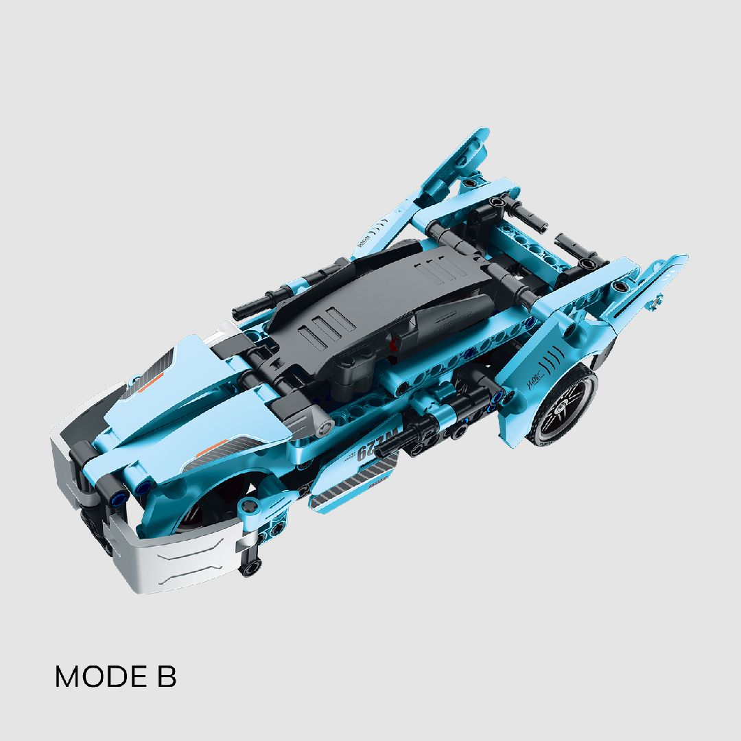 IM.Master 2in1 Pull Back Super Car & Motorcycle (Blue)-292pcs
