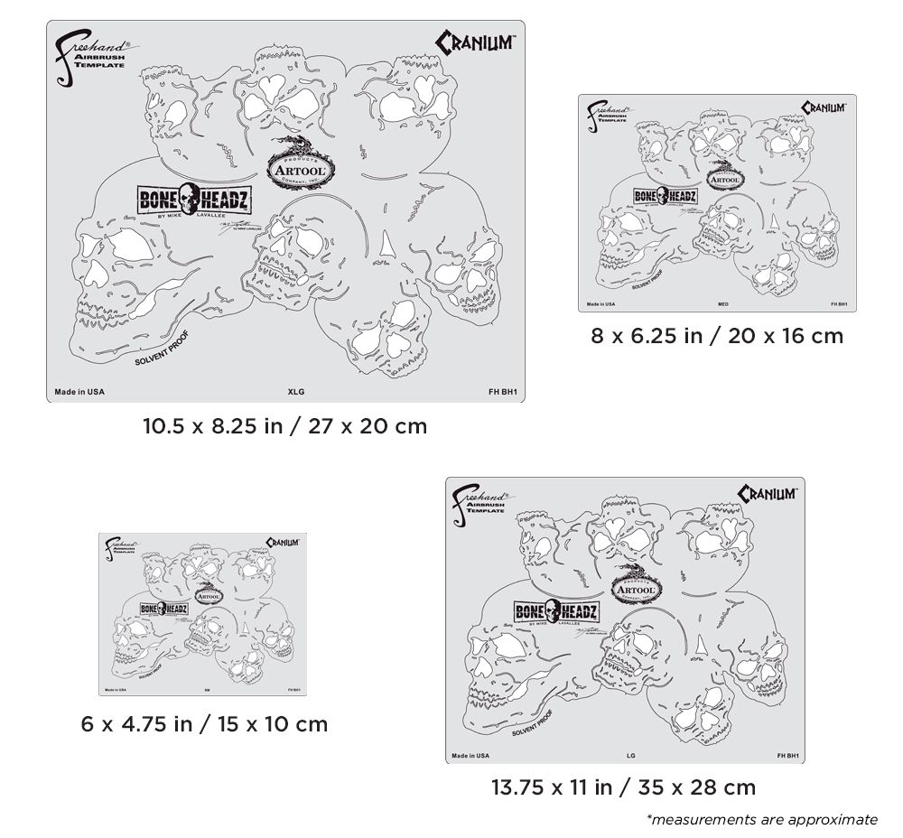 Iwata Artool Bone Headz Cranium Freehand Airbrush Template