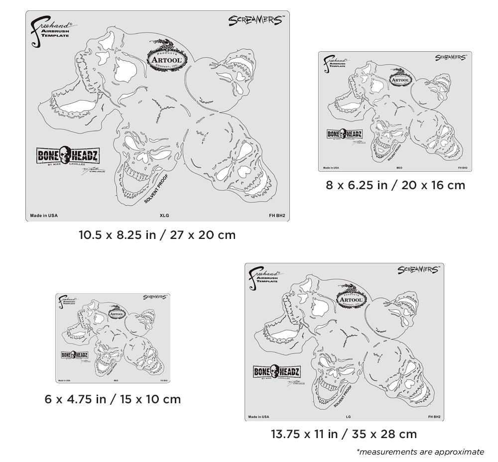 Iwata Artool Bone Headz Screamers Freehand Airbrush Template