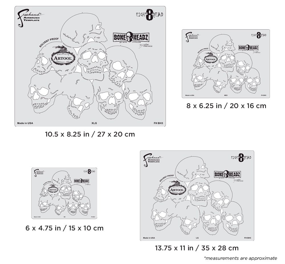 Iwata Artool Bone Headz Eight Dead Freehand Airbrush Template