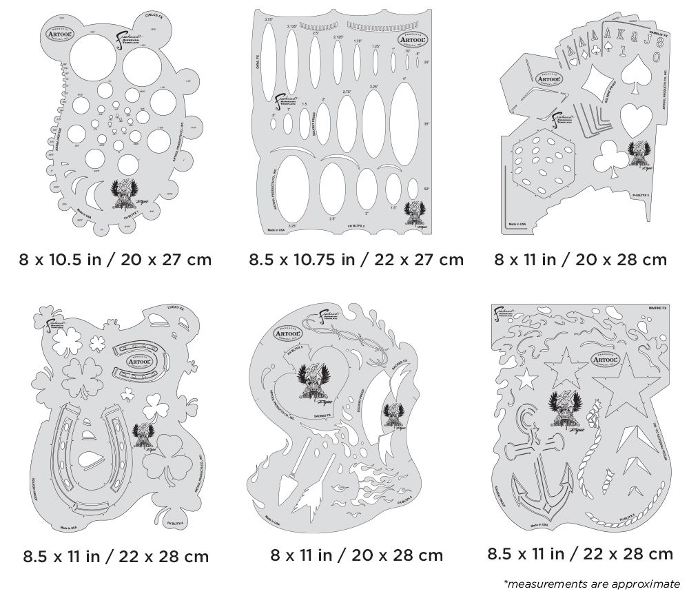 Iwata Artool Blasted FX Set Freehand Airbrush Template