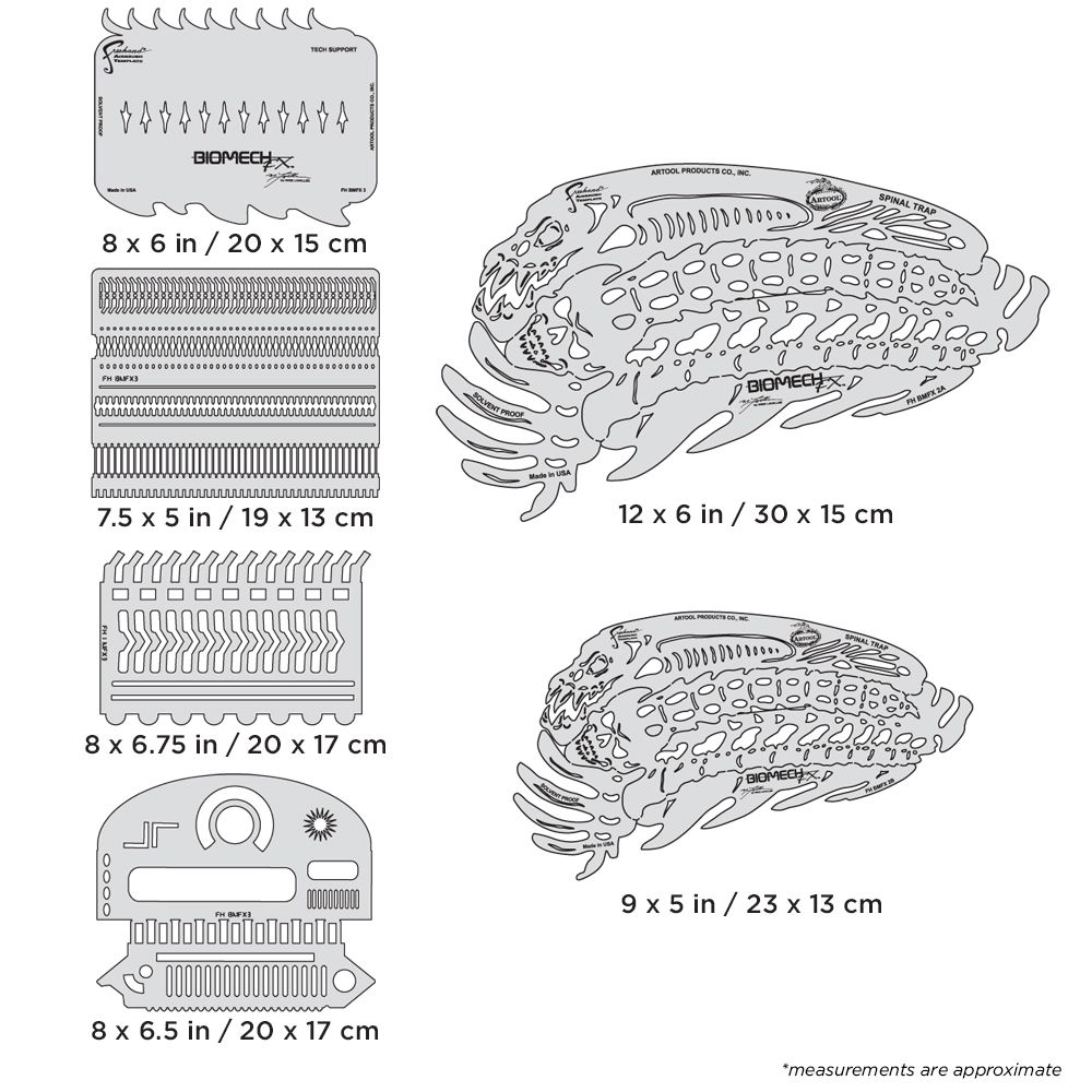 Iwata Artool Biomech FX Spinal Trap Freehand Airbrush Template by Mike Lavallee