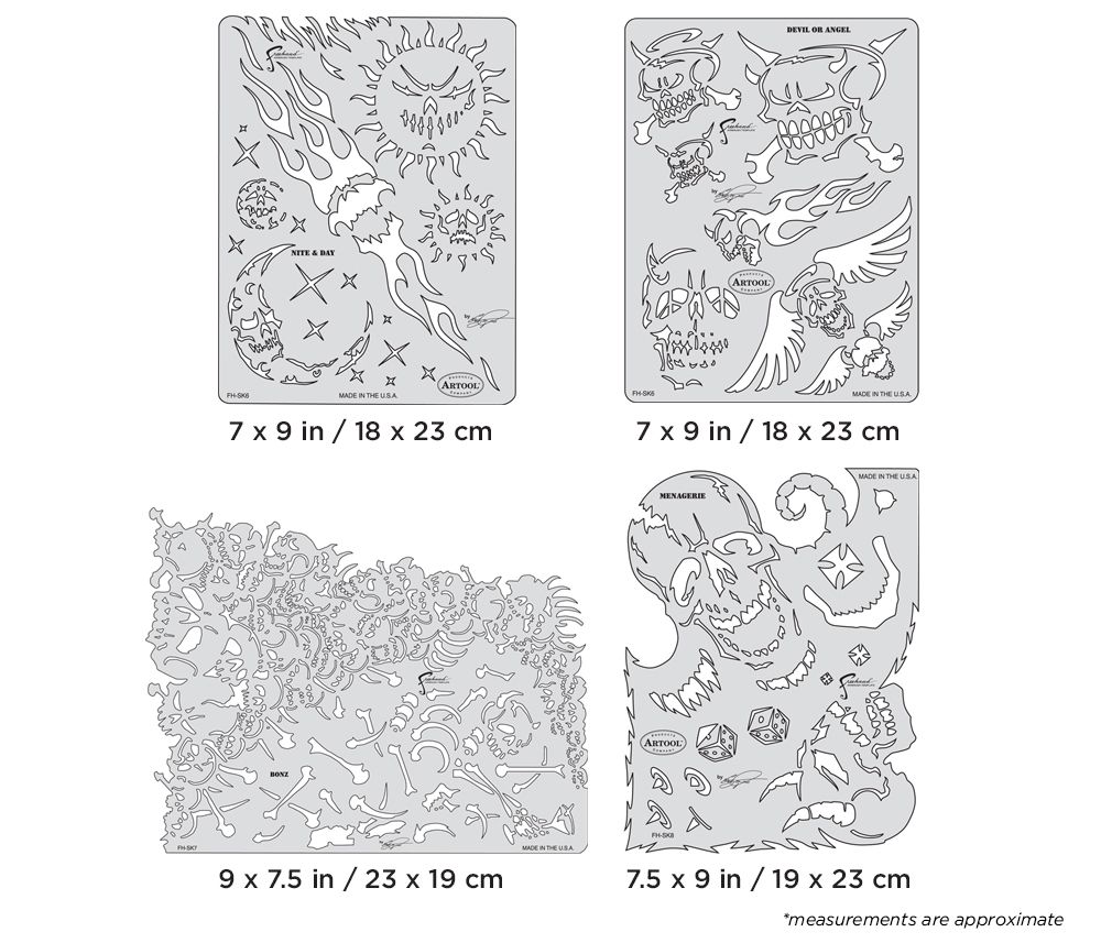 Iwata Artool Son of Skullmaster Set Freehand Airbrush Template