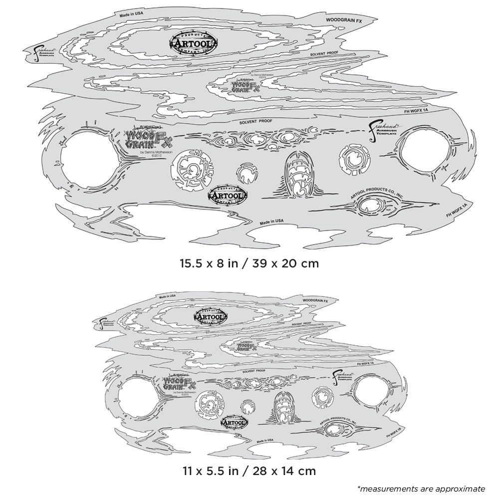 Iwata Artool Wood Grain FX Freehand Airbrush Template Set