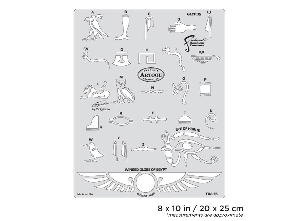 Iwata Artool FX3 Glyphs Freehand Airbrush Template