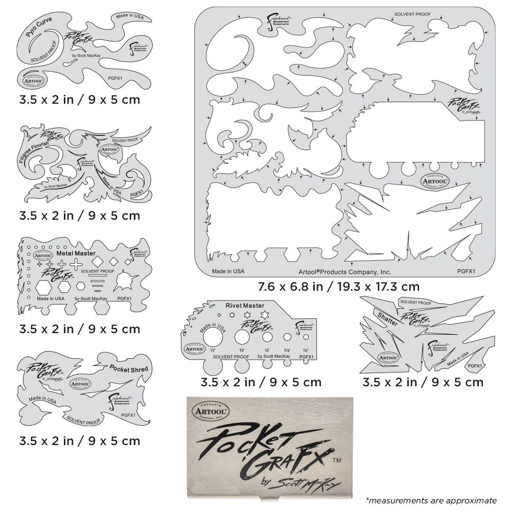 Iwata Artool PocketGraFX Freehand Airbrush Template Set