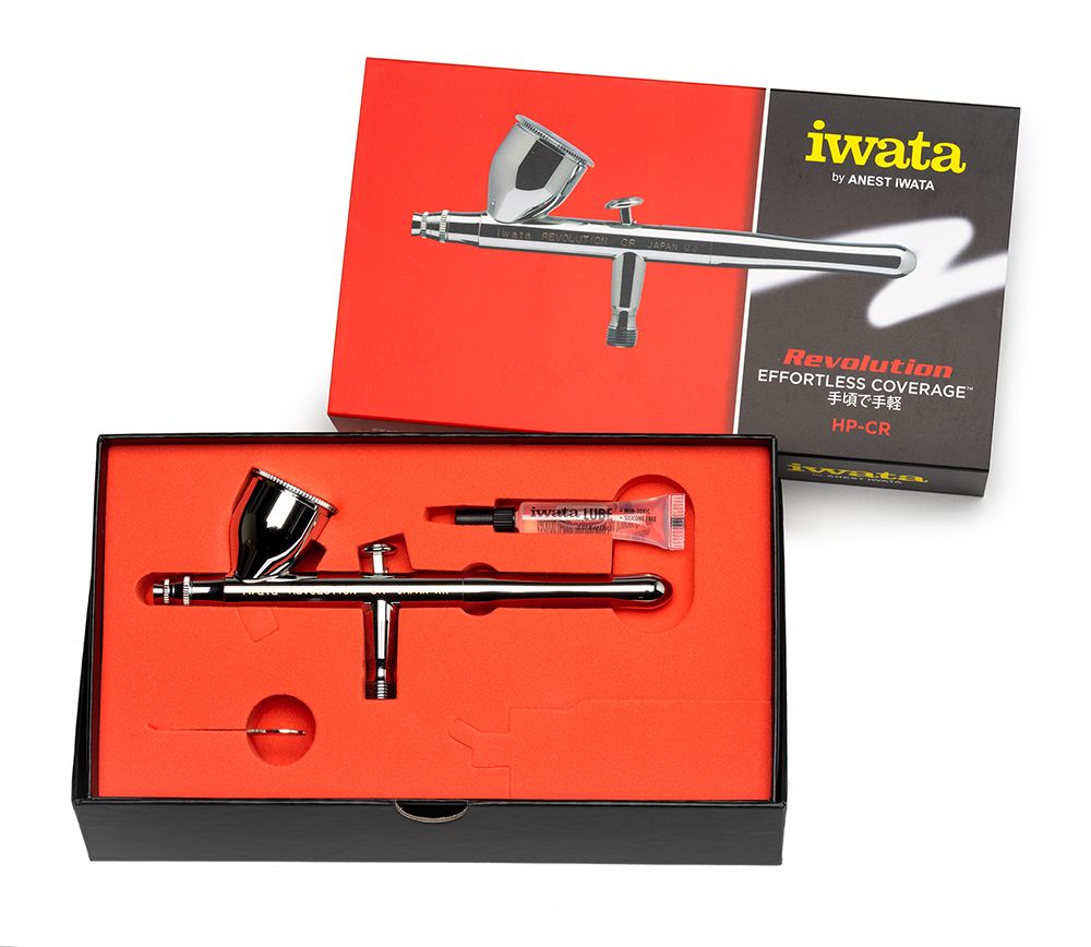 Iwata Revolution HP-CR Gravity Feed Dual Action Airbrush - Click Image to Close