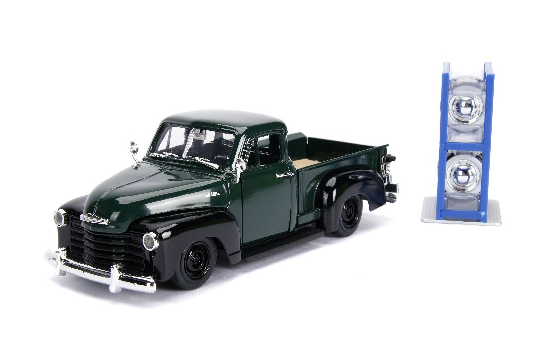 Jada 1/24 "Just Trucks" 1953 Chevy Pickup W/Rack - Dark Green - Click Image to Close