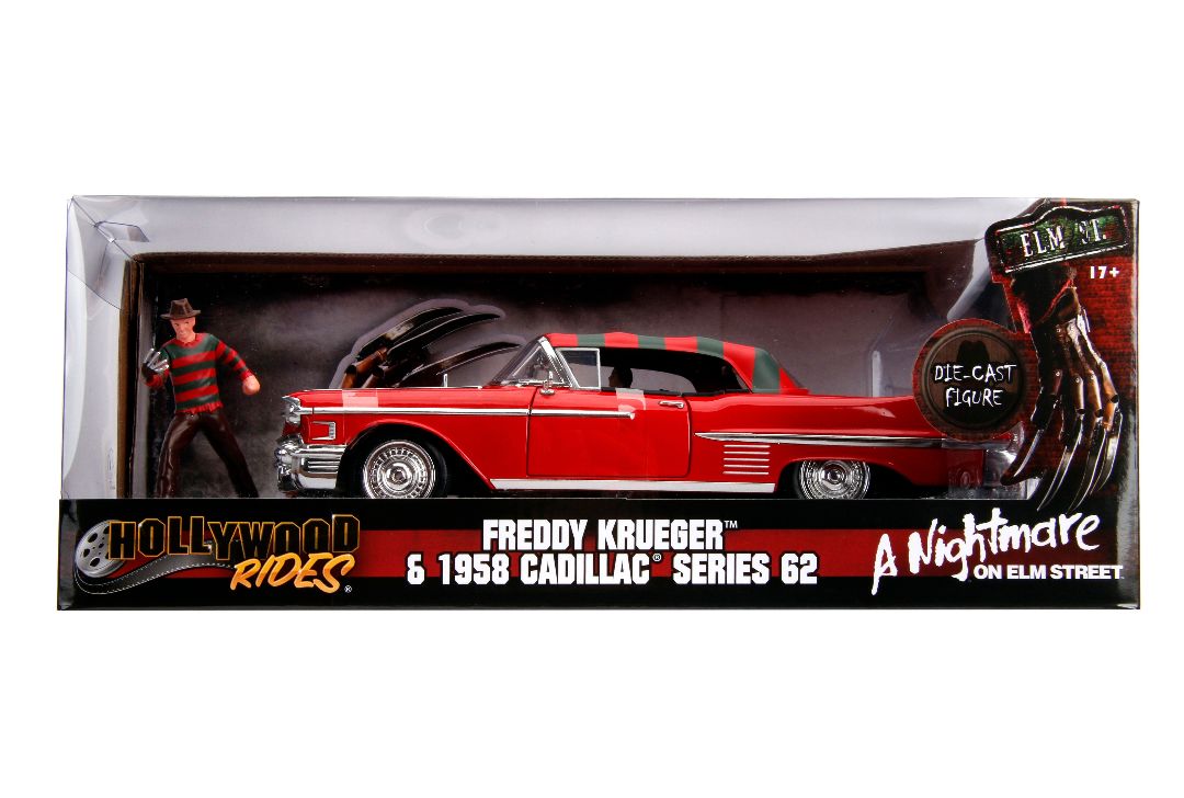 Jada 1/24 "Hollywood Rides" 1958 Cadillac Series 62 w/ Freddy
