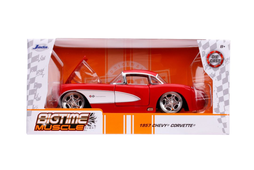 Jada 1/24 "BIGTIME Muscle" 1957 Chevy Corvette - Glossy Red - Click Image to Close