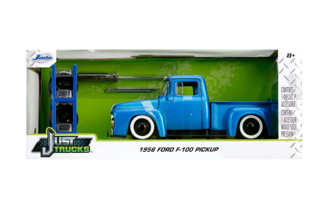 Jada 1/24 "Just Trucks" 1956 Ford F-100 With Extra Wheels - Blue - Click Image to Close