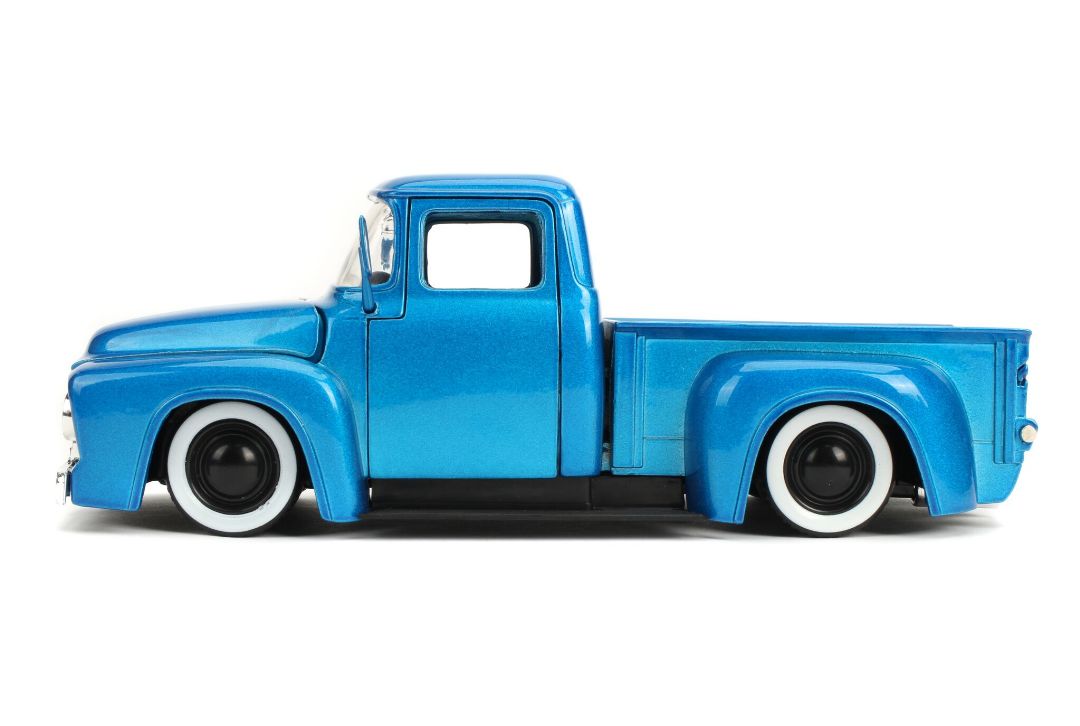 Jada 1/24 "Just Trucks" 1956 Ford F-100 With Extra Wheels - Blue - Click Image to Close