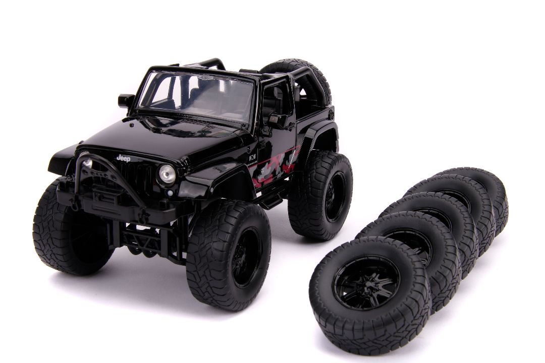 Jada 1/24 "Just Trucks" 2007 Jeep Wrangler w/ Extra Tires Black - Click Image to Close