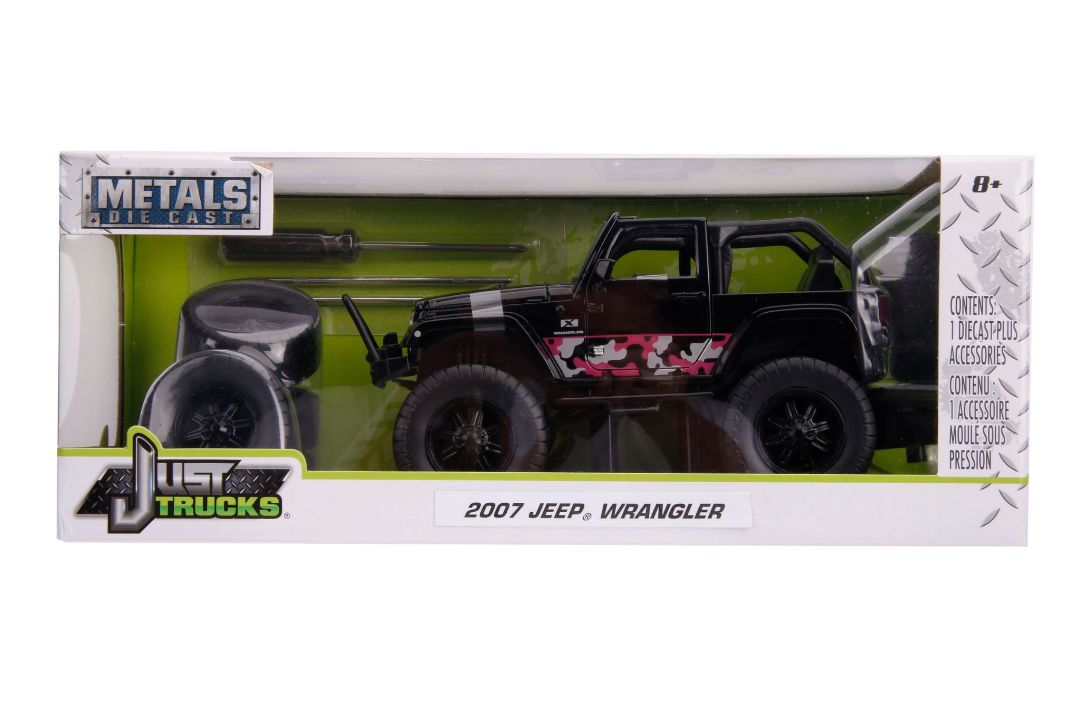 Jada 1/24 "Just Trucks" 2007 Jeep Wrangler w/ Extra Tires Black - Click Image to Close