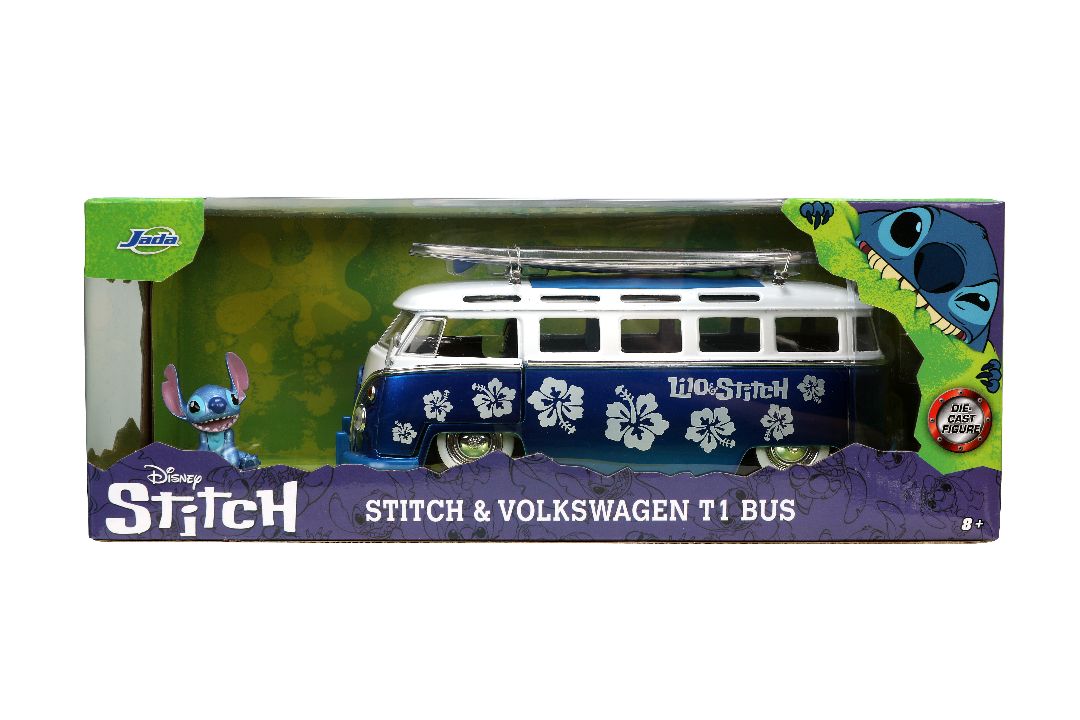 Jada 1/24 "Hollywood Rides" 1962 VW Bus w/Lilo & Stitch - Click Image to Close