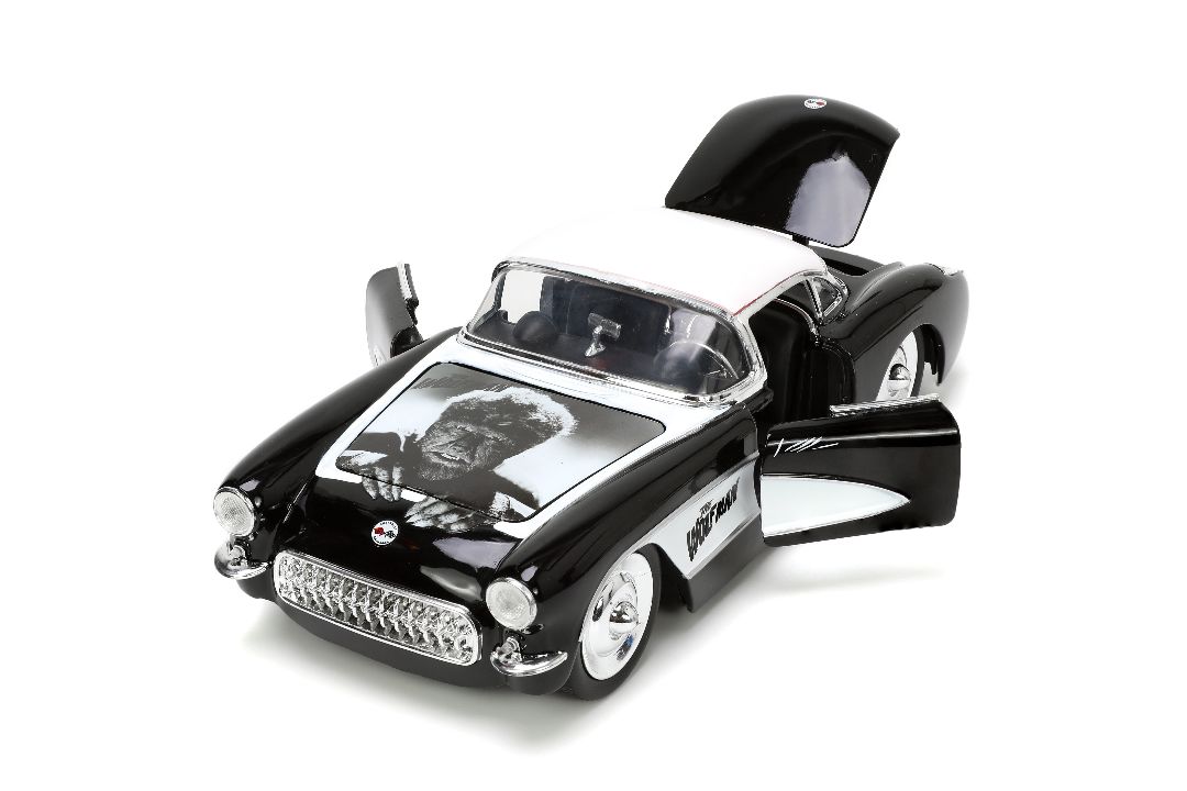 Jada 1/24 "Hollywood Rides" 1957 Corvette with The Wolfman - Click Image to Close