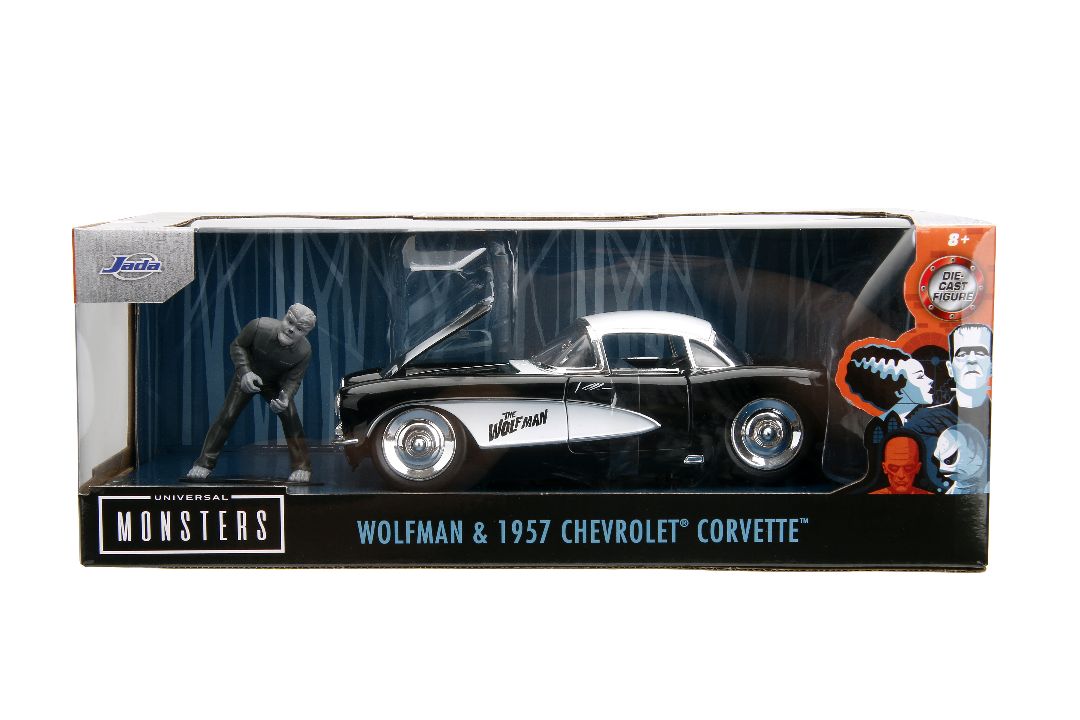 Jada 1/24 "Hollywood Rides" 1957 Corvette with The Wolfman - Click Image to Close