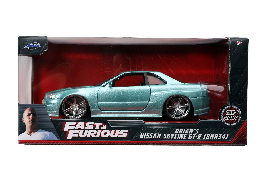 Jada 1/24 "Fast & Furious" Brian's Nissan Skyline GT-R (R34) - Click Image to Close