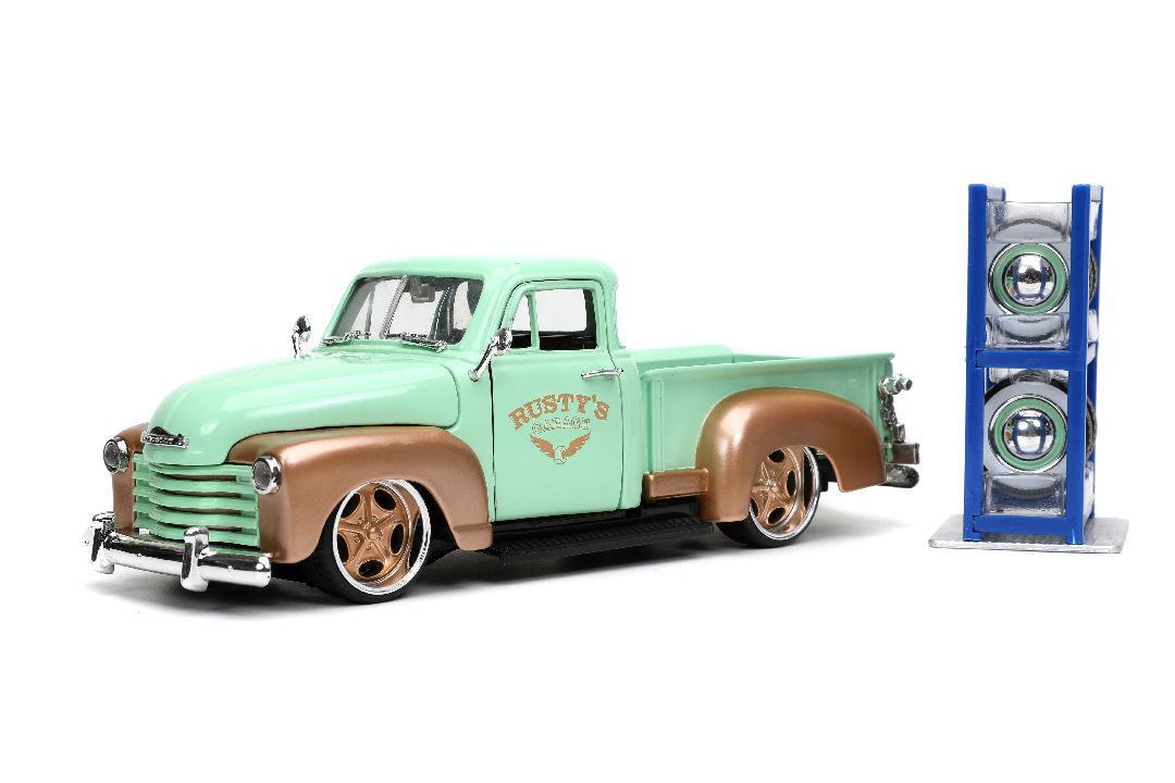 Jada 1/24 "Just Trucks" 1953 Chevy Pickup w/Rack - Light Green - Click Image to Close